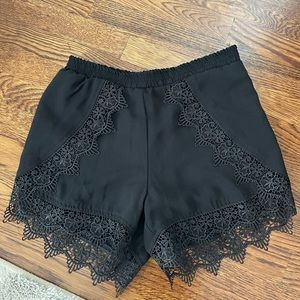Aqua black lace shorts